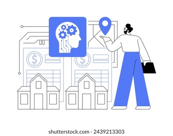 AI-Streamlined Property Management abstract concept vector illustration. Real Estate. Automated property maintenance, rent collection, and tenant communication. AI Technology. abstract metaphor.