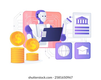 AI-Streamlined Resource Allocation abstract concept vector illustration. Nonprofit and Social Impact. Analyzing data to determine areas of highest impact. AI Technology. abstract metaphor.