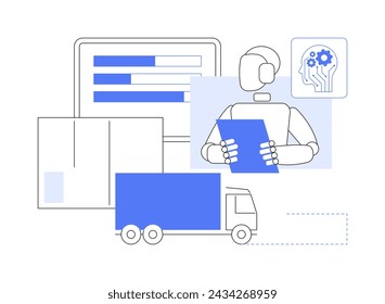 AI-Streamlined Routine Inquiries Handling abstract concept vector illustration. Customer Service. Automated tracking orders, AI-driven virtual agents. AI Technology. abstract metaphor.