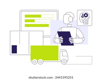 AI-Streamlined Routine Inquiries Handling abstract concept vector illustration. Customer Service. Automated tracking orders, AI-driven virtual agents. AI Technology. abstract metaphor.