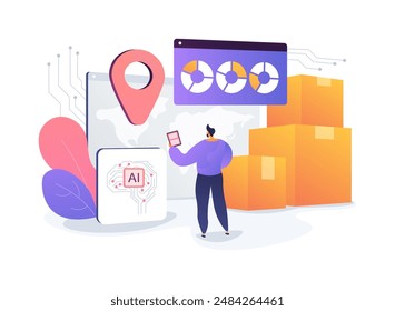 AI-Streamlined Routine Inquiries Handling abstract concept vector illustration. Customer Service. Automated tracking orders, AI-driven virtual agents. AI Technology. abstract metaphor.