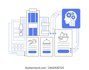 AI-Streamlined Staff Scheduling abstract concept vector illustration. Hospitality. Efficiently schedule and manage staff based on occupancy and event data with AI Technology. abstract metaphor.