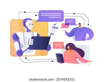 AI-Streamlined Stakeholder Engagement abstract concept vector illustration. Public Relations. Communicate with stakeholders, investors and customers, AI-driven chatbots. abstract metaphor.