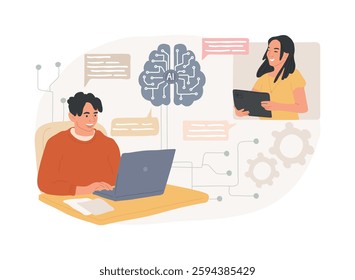 AI-Streamlined Stakeholder Engagement abstract concept vector illustration. Public Relations. Communicate with stakeholders, investors and customers, AI-driven chatbots. abstract metaphor.