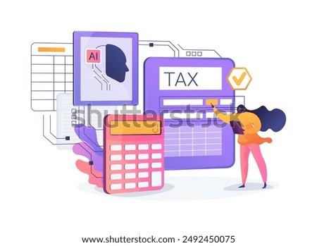 AI-Streamlined Tax Preparation abstract concept vector illustration. Finance and Accounting. Automated tax return preparation and submission. AI Technology. abstract metaphor.