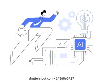 AI-Supported Career Guidance abstract concept vector illustration. Education. Help students make informed career decisions, assessments of skills and interests. AI Technology. abstract metaphor.