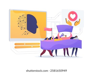 AI-Supported Cause Identification abstract concept vector illustration. Nonprofit and Social Impact. Identify social issues and opportunity for intervention with AI analysis. abstract metaphor.