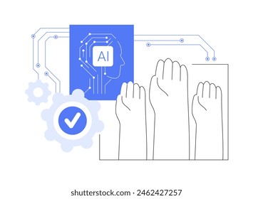 AI-Supported Civic Engagement abstract concept vector illustration. Government and Public Services. Foster civic participation and engagement with AI campaigns and platforms. abstract metaphor.