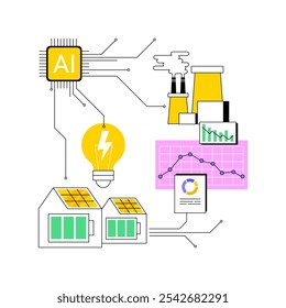 AI-Supported Demand Response abstract concept vector illustration. Energy. Encourage consumers to reduce energy consumption during peak periods. AI Technology. abstract metaphor.