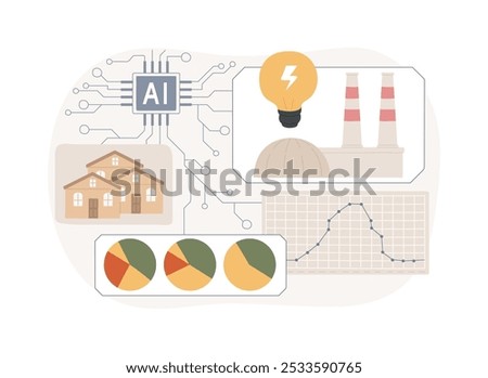 AI-Supported Demand Response abstract concept vector illustration. Energy. Encourage consumers to reduce energy consumption during peak periods. AI Technology. abstract metaphor.