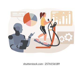 AI-Supported Equipment Design abstract concept vector illustration. Sports Analytics. Improve sports equipment design for performance and safety using AI simulations. abstract metaphor.