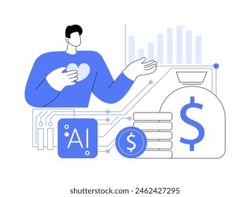 AI-Supported Fundraising Forecasting abstract concept vector illustration. Nonprofit and Social Impact. Predict fundraising outcome and optimize strategies with AI analytics. abstract metaphor.