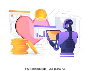 AI-Supported Fundraising Forecasting abstract concept vector illustration. Nonprofit and Social Impact. Predict fundraising outcome and optimize strategies with AI analytics. abstract metaphor.