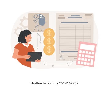 AI-Supported Invoice Processing abstract concept vector illustration. Finance and Accounting. Automated invoice processing and payment, account payable solution AI Technology. abstract metaphor.