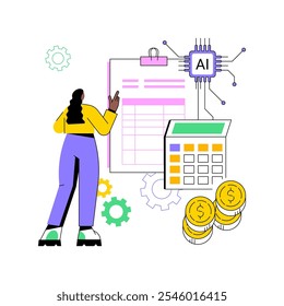 AI-Supported Invoice Processing conceito abstrato vetor ilustração. Finanças e Contabilidade. Processamento e pagamento automatizados de faturas, solução de contas a pagar AI Technology.