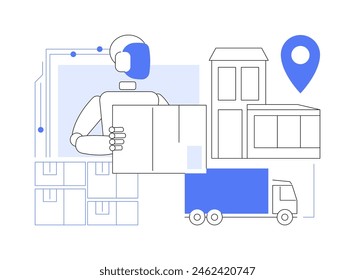 KI-unterstützte Last-Mile-Delivery-abstrakte Konzept-Vektorillustration. Transport und Verkehr und Logistik. KI-Routenplanung und Paketverfolgung. Schifffahrtslogistik KI-Technologie. Abstrakte Metapher.