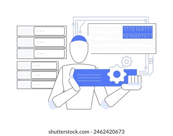 ILUSTRACIÓN VECTORIAL de concepto abstracto de modelado predictivo apoyado por IA. Investigación y desarrollo. Modelos predictivos para aplicaciones de investigación, finanzas y epidemiología. Metáfora abstracta.