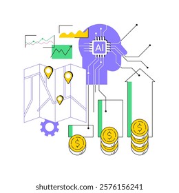 AI-Supported Sales Territory Planning abstract concept vector illustration. AI optimizing sales territories, analyze market data, regional strategy, team allocations abstract metaphor.