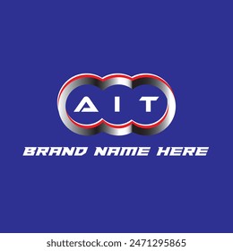 AIT letter logo vector unique attractive creative modern initial design white color on blue color background AIT letter logo icon design
