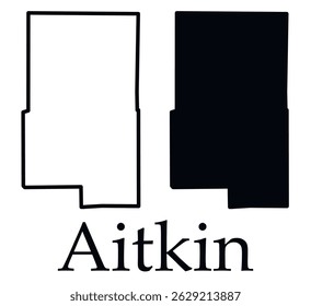Aitkin (Minnesota) city map with black border outline vector