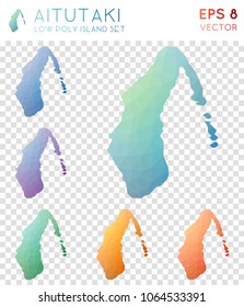 Aitutaki geometric polygonal, mosaic style island maps collection. Fine low poly style, modern design for infographics or presentation.