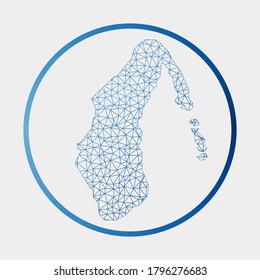 Aitutaki icon. Network map of the island. Round Aitutaki sign with gradient ring. Technology, internet, network, telecommunication concept. Vector illustration.