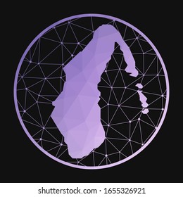 Aitutaki icon. Vector polygonal map of the island. Aitutaki icon in geometric style. The island map with purple low poly gradient on dark background.