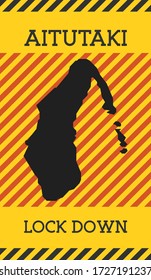 Aitutaki sperrt das Zeichen ab. Symbol für die Gefahr einer gelben Insel-Pandemie. Vector-Abbildung.