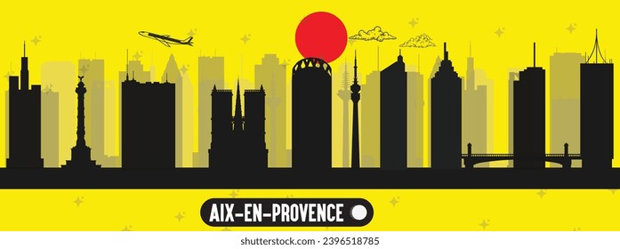  Aix en Provence, France beautiful skyline vector illustration