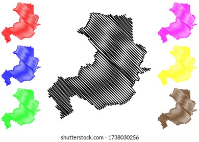 Aix-en-Provence City (French Republic, France) map vector illustration, scribble sketch City of Aix en Provence map