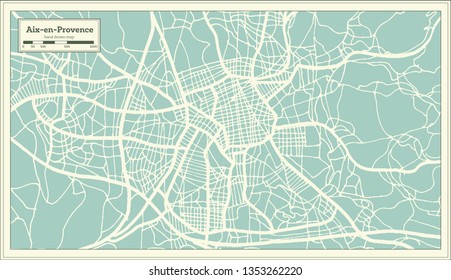 Aix-en-Provence France City Map in Retro Style. Outline Map. Vector Illustration.