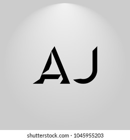 AJ Abstract Black Letters with white and gray background in highlight