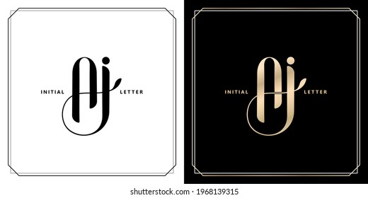 AJ or AI initial letter and graphic name, AJ or AI Monogram, for Wedding couple symbolic, company and icon business, with two colors variation designs of isolated backgrounds.