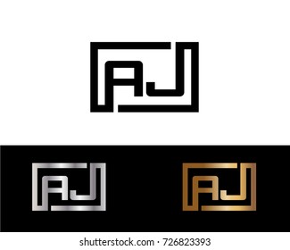 AJ Box Logo. Letter Design Vector with Black Gold Silver Colors
