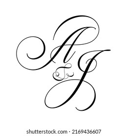 Aj Calligraphy Monogram Initial Letters Logo Stock Vector (Royalty Free ...