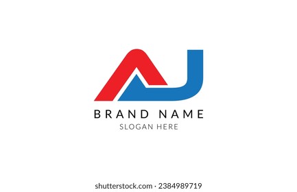 aj creative blue red letter logo template.