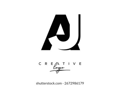 AJ Creative Minimalist Negative Space Latter Logo with Modern Monogram for Branding and Business Lettermark Logo with Initial Letters Logo Design for Branding.