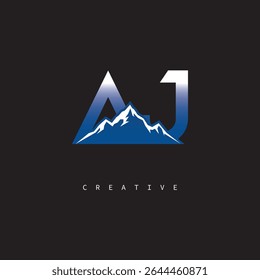 AJ Creative Mountain Logo Bold Gradient Letter mark Branding Design for Business Outdoor Brands