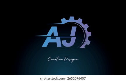 AJ Gear Fusion Logo – Industrial Tech-Inspired Letter mark Futuristic Industrial Letter Mark Design for Technology and Engineering Brands.
