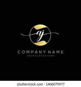 AJ handwriting initial logo template vector.