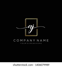 AJ handwriting initial logo template vector.