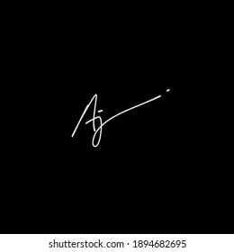 aj handwritten logo for identity Black background