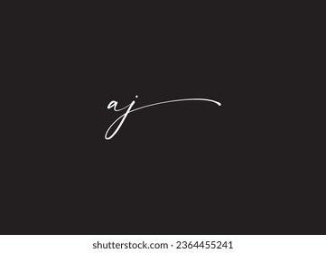 diseño vectorial del logotipo de la letra de escritura a mano inicial de AJ