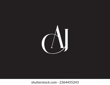 diseño vectorial del logotipo de la letra de escritura a mano inicial de AJ