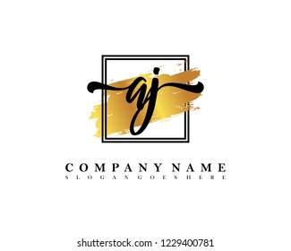 AJ Initial handwriting logo concept