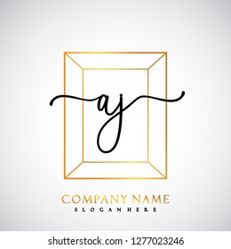 AJ Initial Handwriting logo template vector