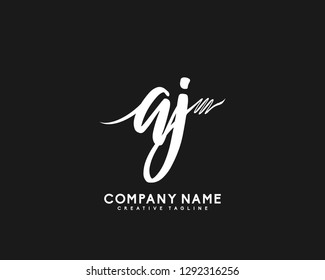 AJ Initial Handwriting Logo Template Vecto