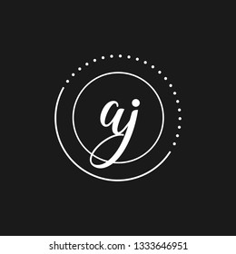 AJ  Initial Handwriting logo template vector