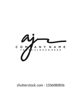 AJ  Initial Handwriting logo template vector