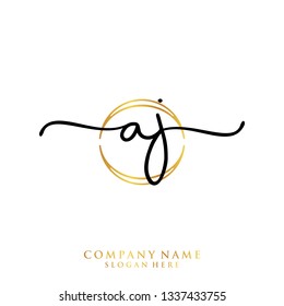 AJ Initial handwriting logo template